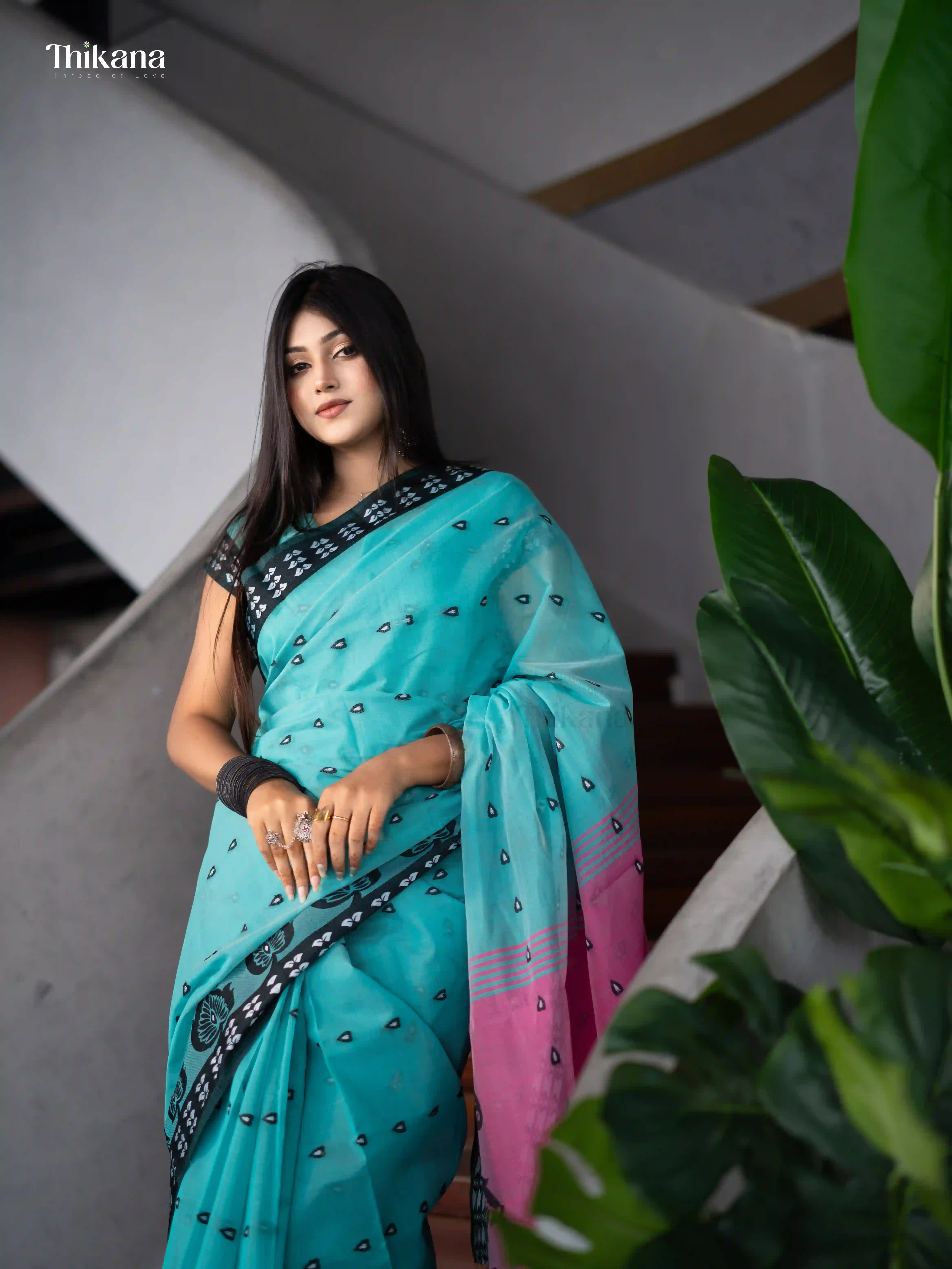 Suchitra-Soft Hybrid Cotton Saree With Blouse Pices-Seafoam