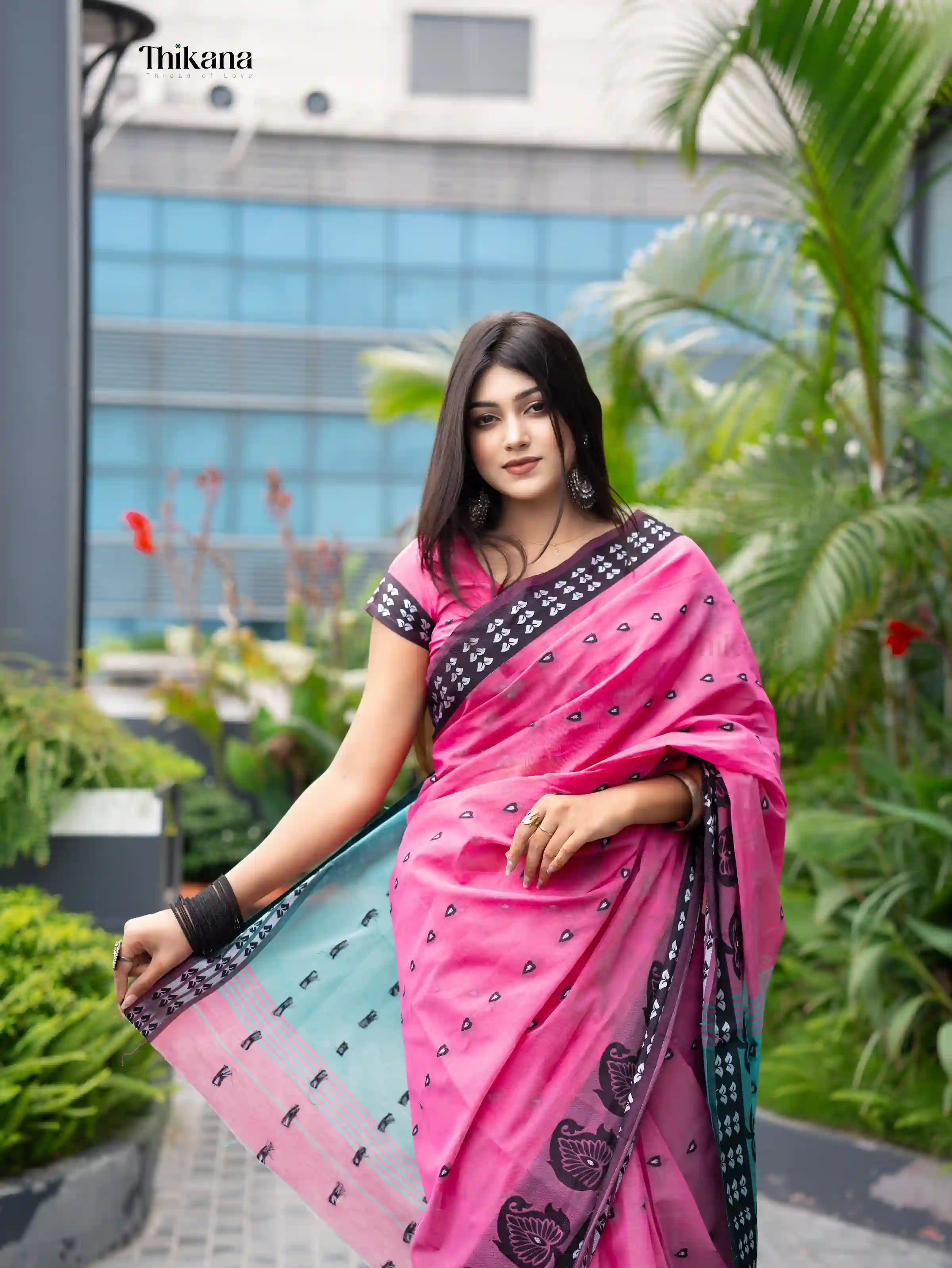 Suchitra-Soft Hybrid Cotton Saree With Blouse piecs-Rose