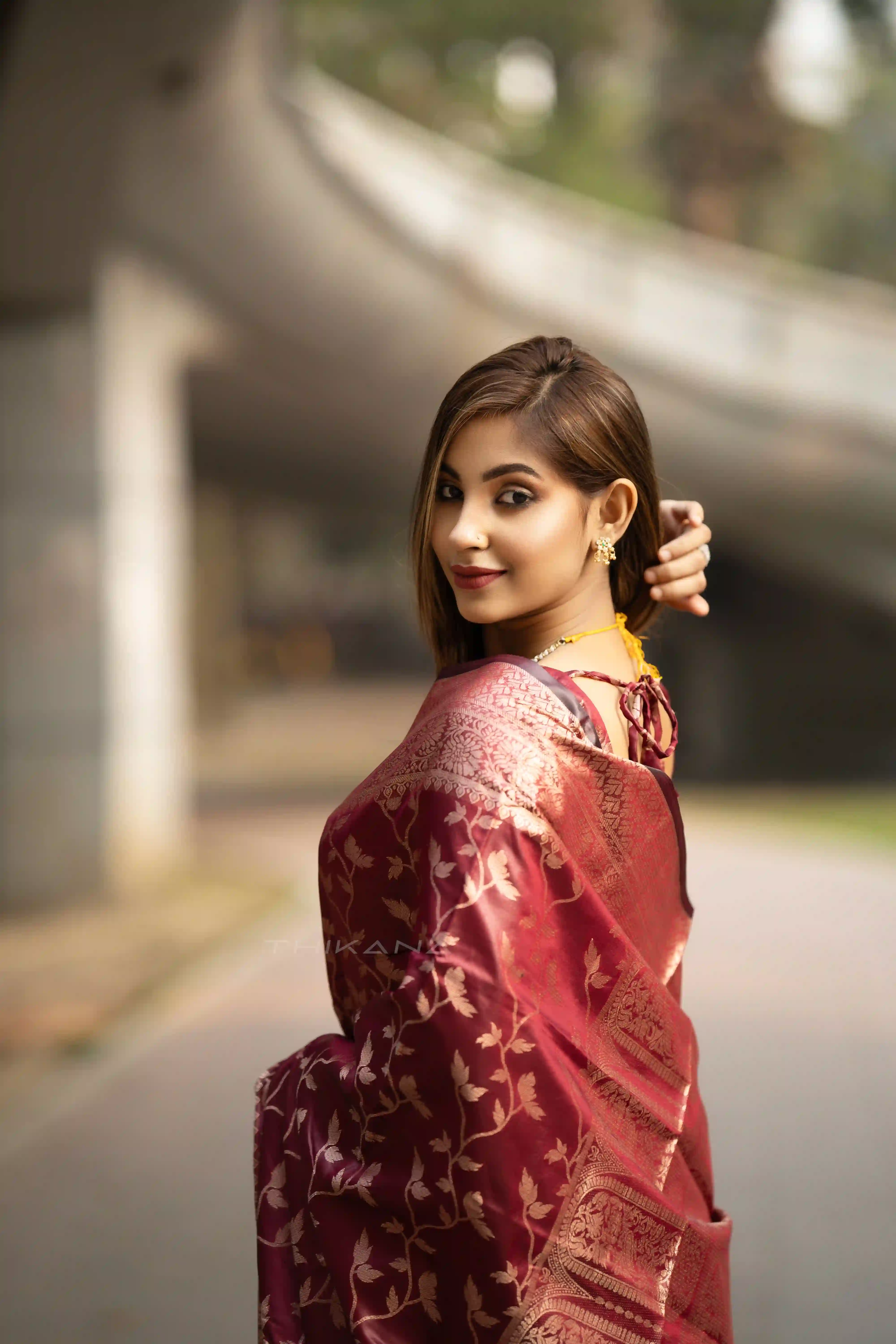 Chandralata-Half Silk with Blouse Pices-Maroon