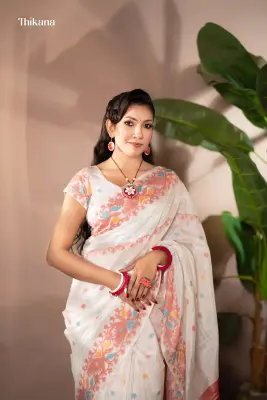 Urvashi-Ultra Soft Pure Cotton-Off White Saree (With Blouse Piece)
