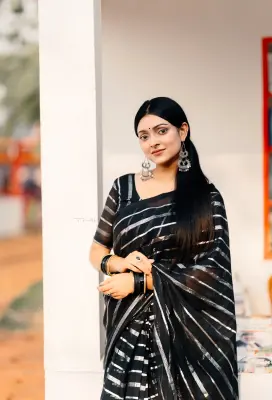 Swarnalika-Half Slik-Black Saree