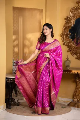 Bodhuboron-Royal Magenta-All-over Zari Premium Saree (With Blouse Piece)