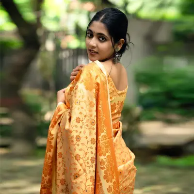 Ruptara-Soft Silk with Blouse Pices-Golden Mustard