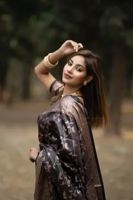 Chandralata-Half Silk with Blouse Pices-Coffee