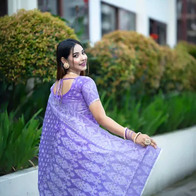 Half Silk - Jamdani Saree - Lavender