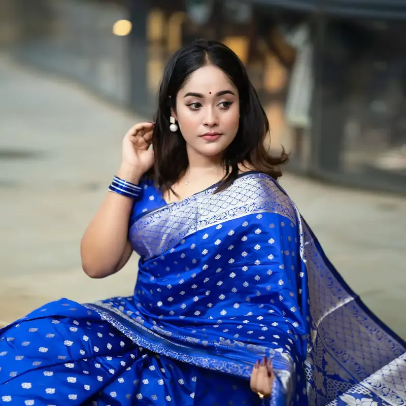 Brishti Katan - Saree with Blouse Piece - Royal Blue