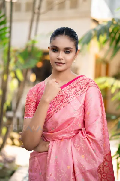 Charulata -Elegant Soft Silk Festive Saree - Blush Pink