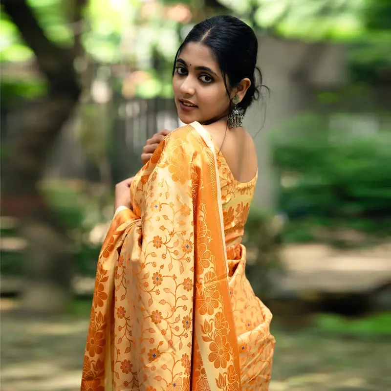 Ruptara - Soft Slik Combo Saree - Golden Mustard - Romantic Lifestyle Hamper