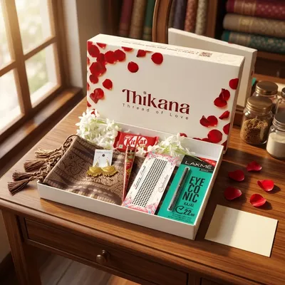 Chandralata - Half Slik Combo Saree - Coffee - Romantic Lifestyle Hamper