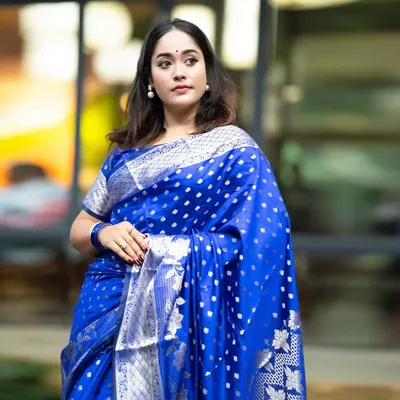 Brishti Katan - Saree with Blouse Piece - Royal Blue