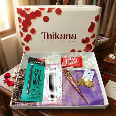 Chandralata - Half Slik Combo Saree - Purple - Romantic Lifestyle Hamper