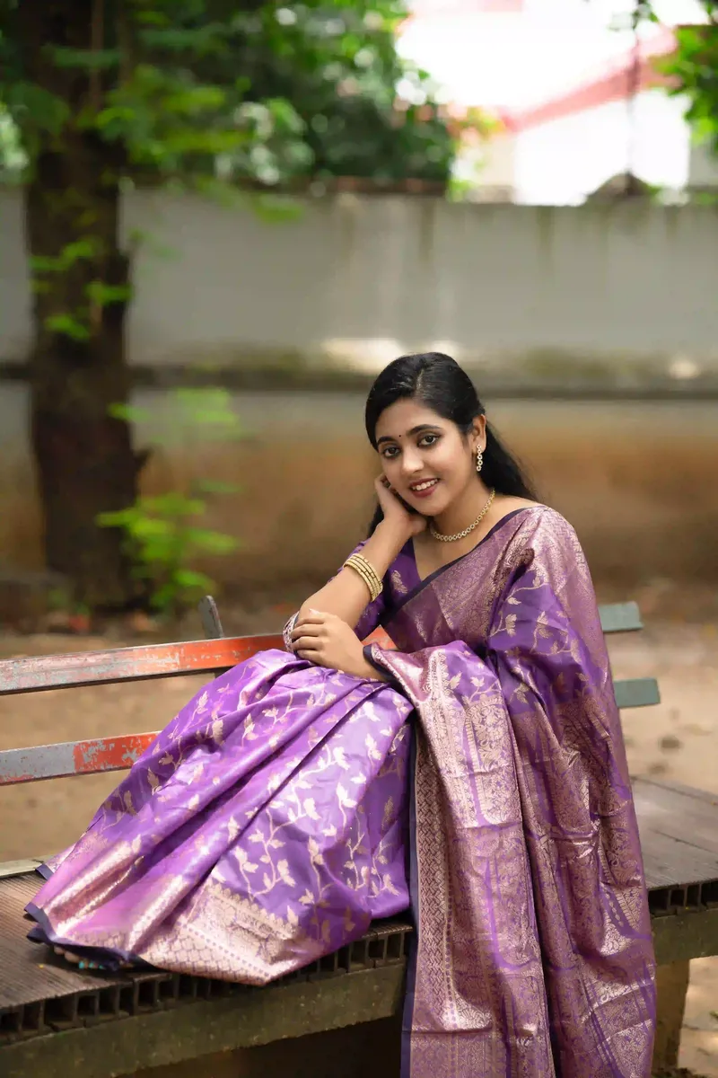 Chandralata - Half Silk Saree with Blouse Pices - Purple