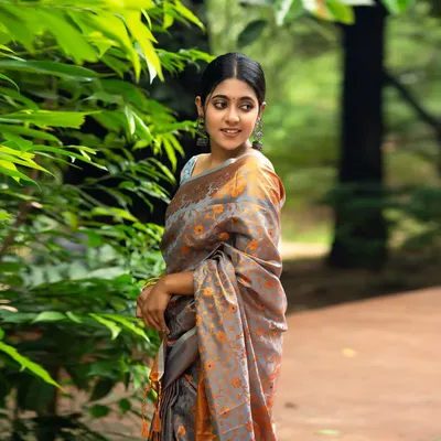 Ruptara - Soft Silk Saree with Blouse Piece - Ash Blue