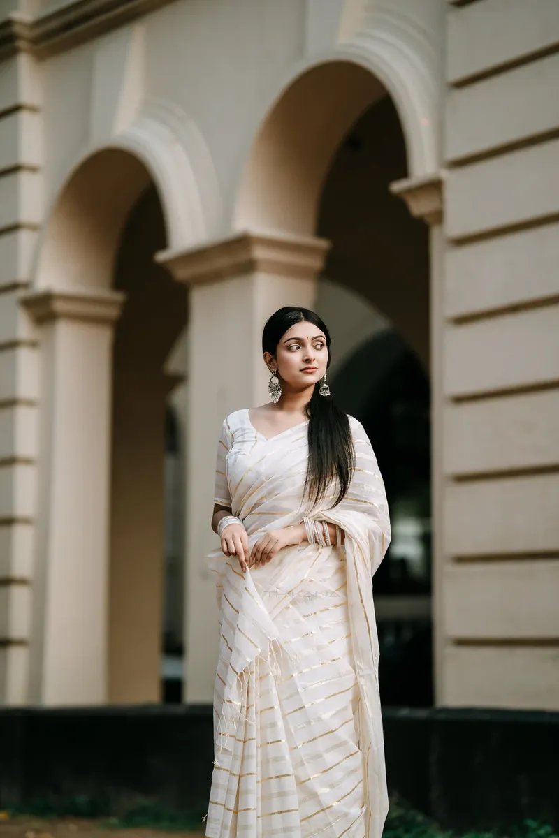 Swarnalika - Half Silk Saree - White
