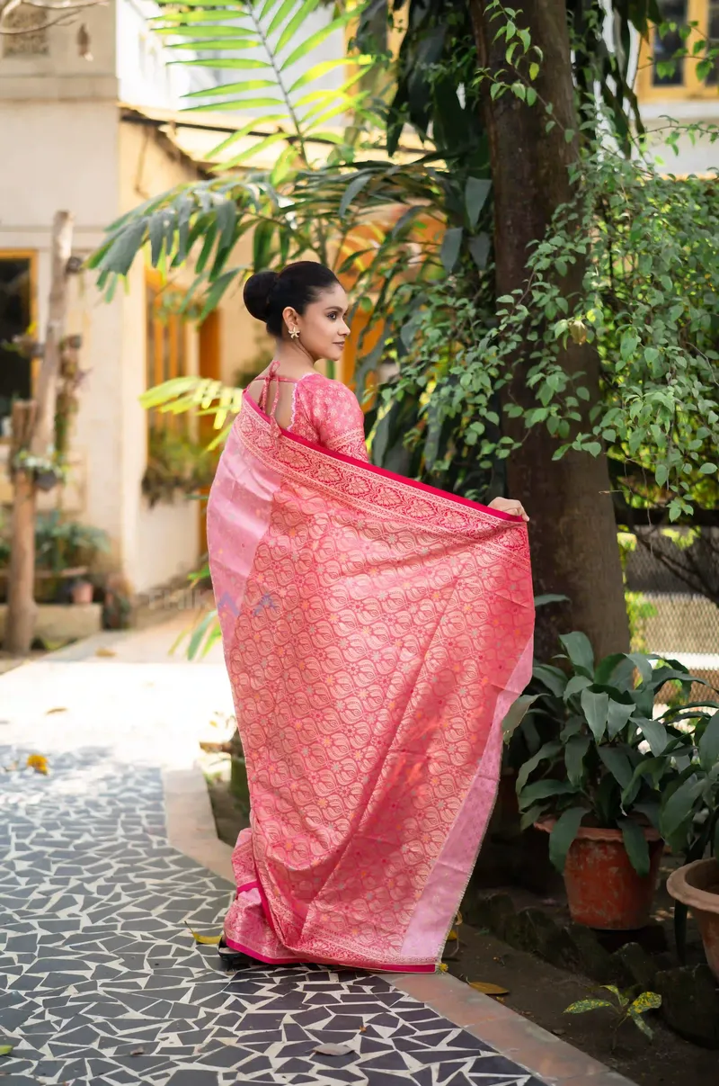 Charulata -Elegant Soft Silk Festive Saree - Blush Pink