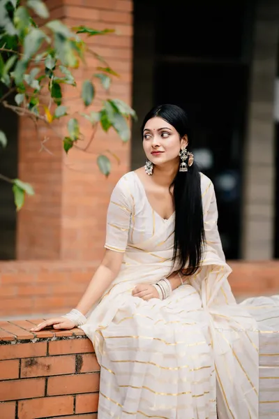 Swarnalika - Half Silk Saree - White