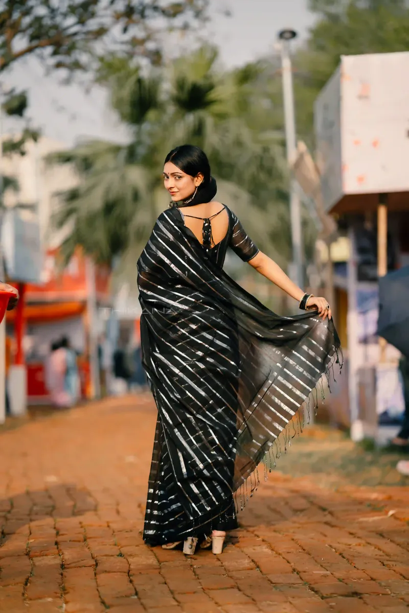 Swarnalika - Half Silk Saree - Jet Black