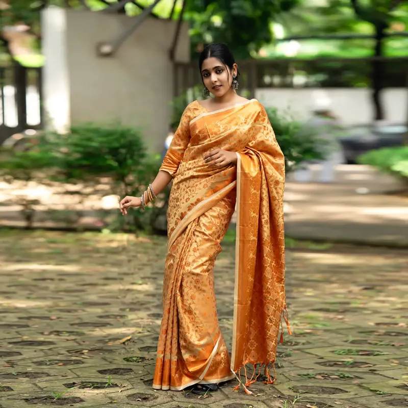 Ruptara - Soft Silk Saree with Blouse Piece - Golden Mustard